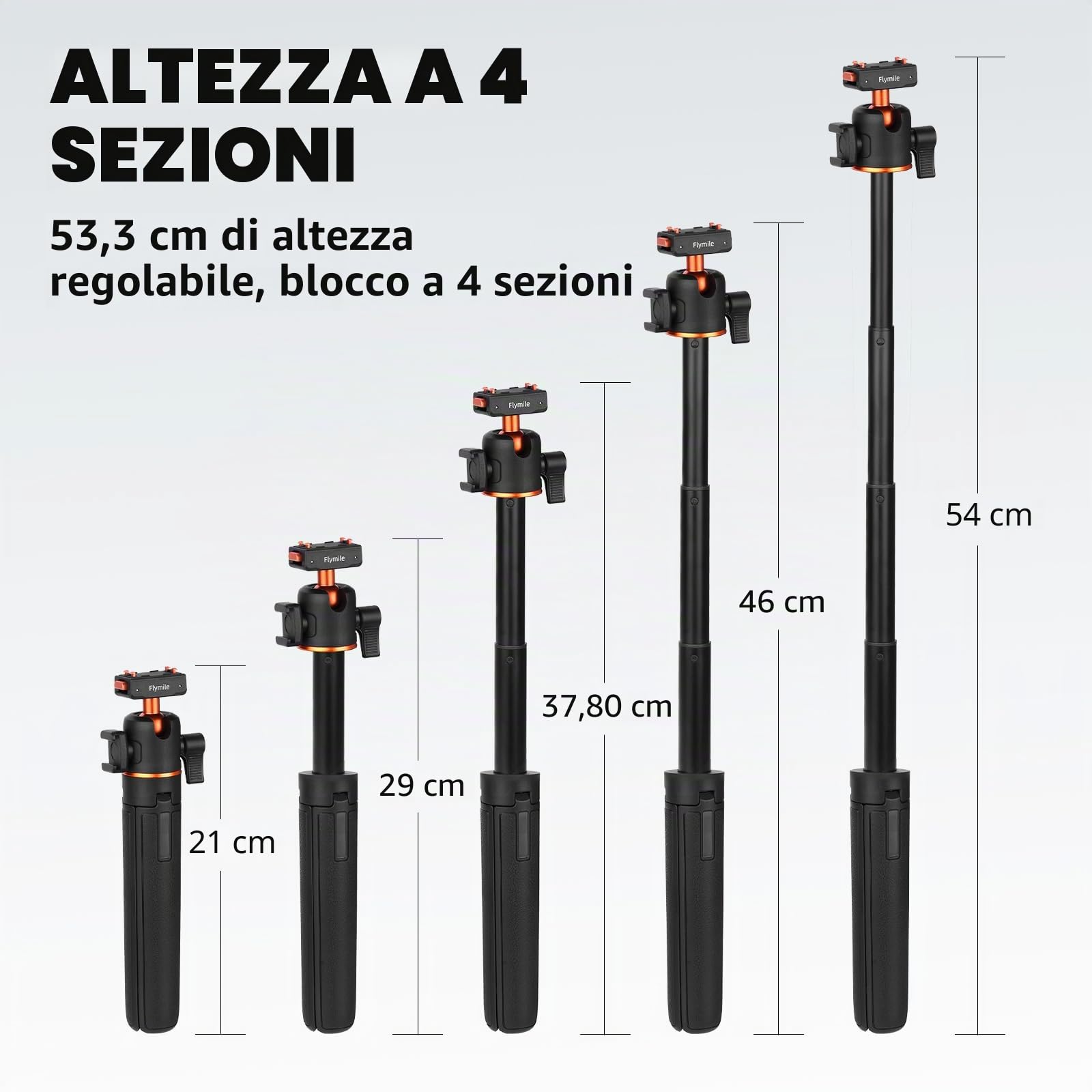 NEOSOU Treppiede per selfie stick da 40 cm per Insta360 Ace Pro 2 Insta 360 X5 accessori, mini asta di prolunga magnetica a sgancio rapido con