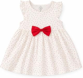 Cozy Bee Little Hearts Cotton Party Dress with Red Bow- Cute Baby Girl Dress (6 Months to 5 Years) Price In India