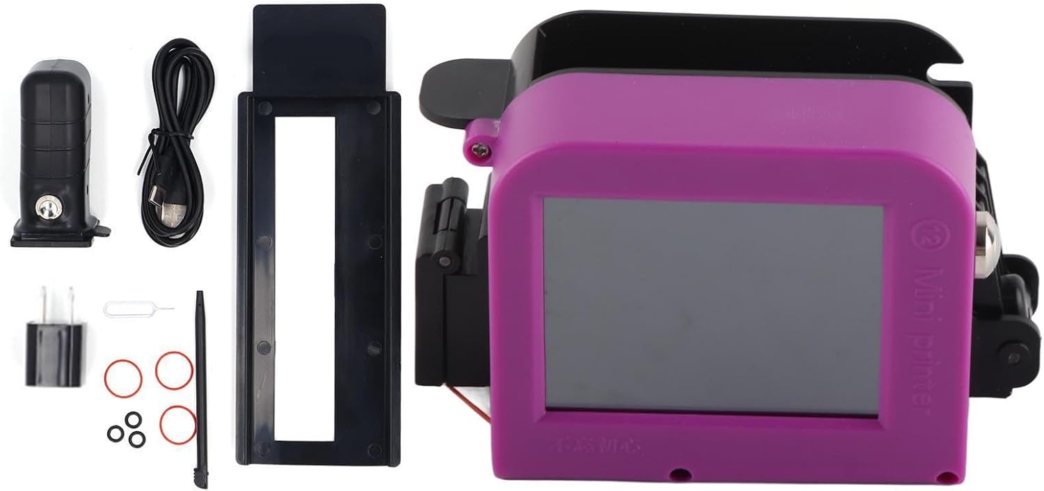 Handheld Inkjet Printer, Mini Smart Inkjet Coding Machine for QRCode Barcode Production Date Time Logo Batch Number Print On Glass Bag Carton Box Wood Cloth Plastic Cable (US Plug)