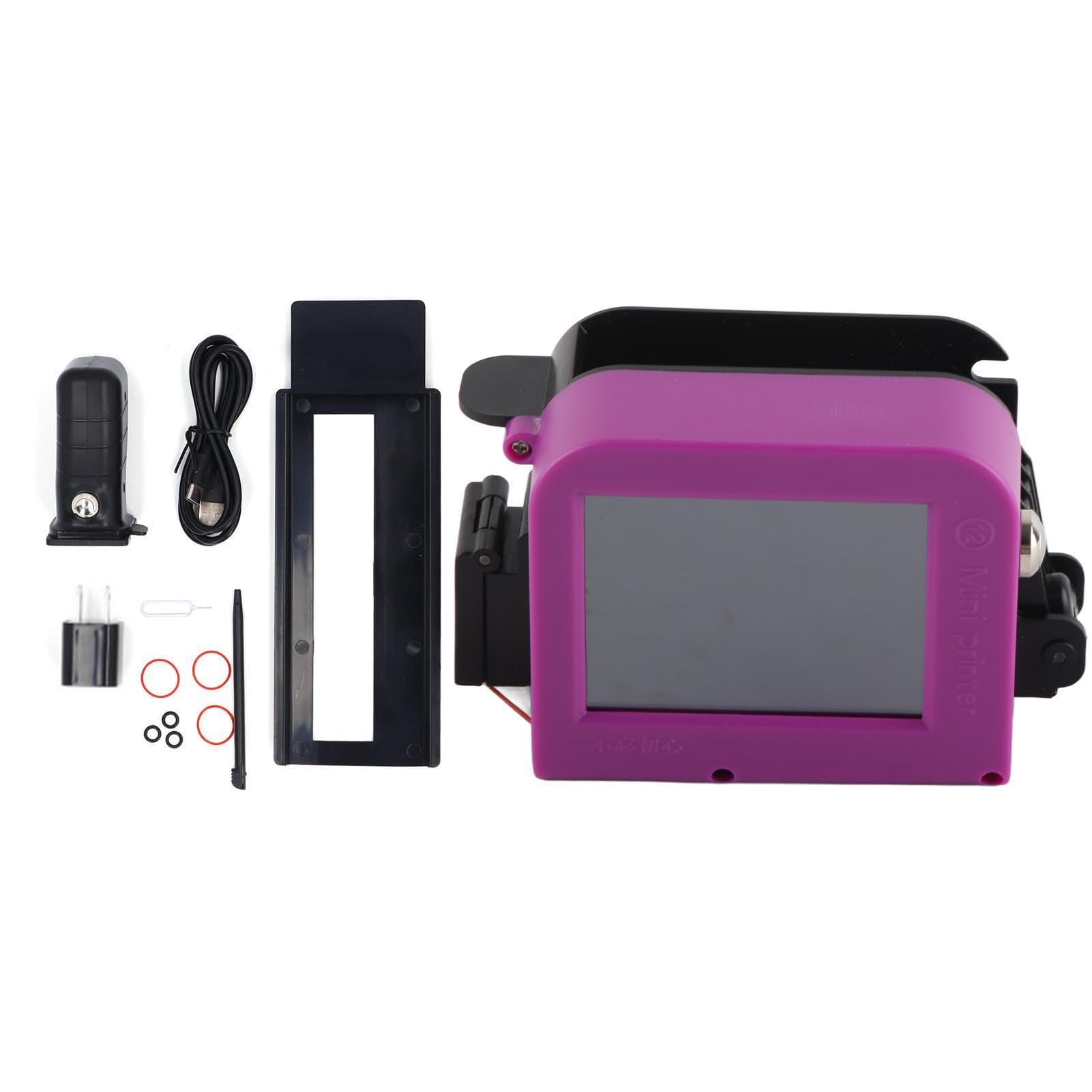 Walfront Handheld Printer Inkjet Coder Smart Inkjet Printer with HD LED 4 Core Cup Portable 100-240V Support Multiple Languages (US Plug)