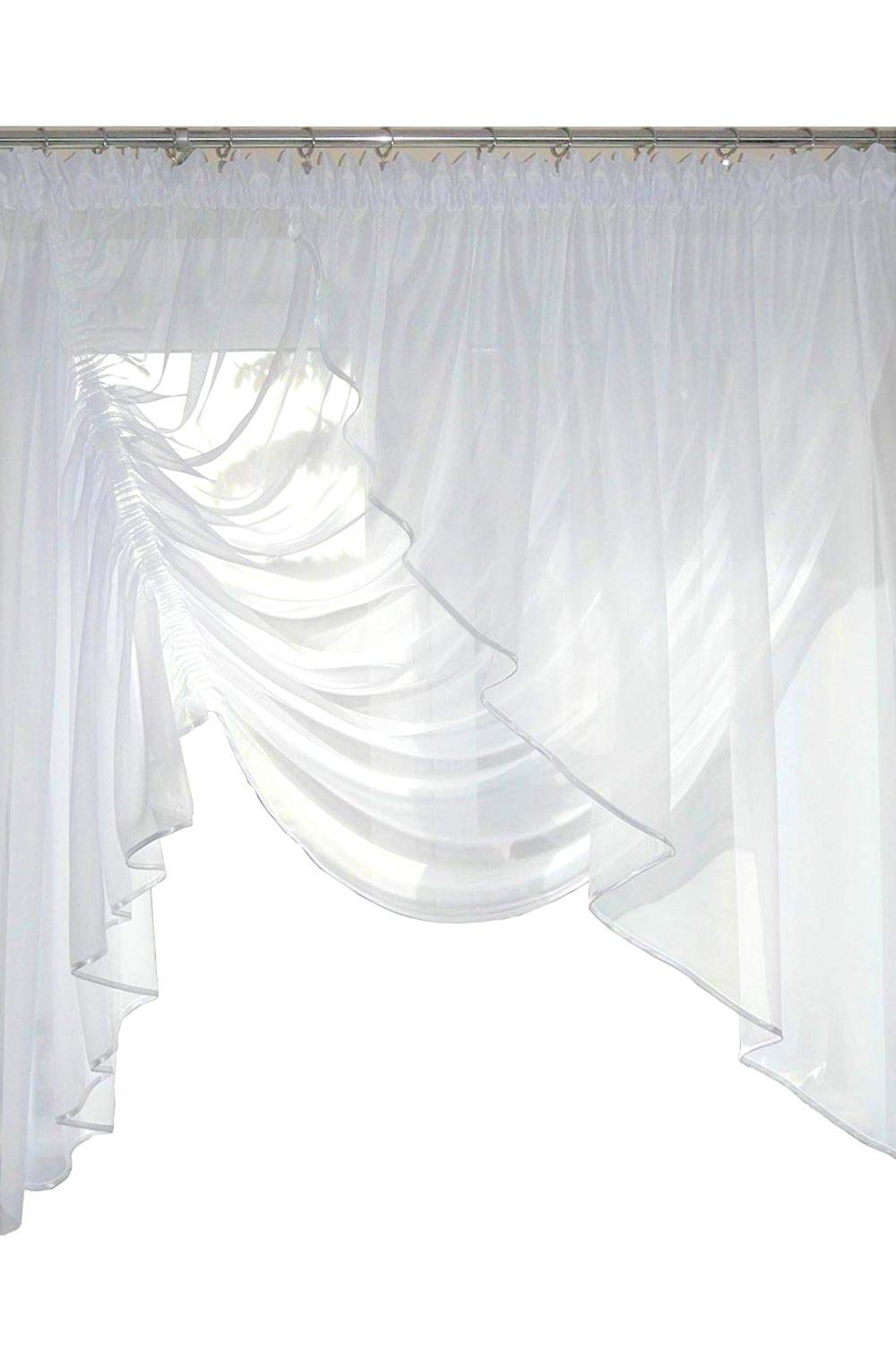 TOP Fertig-Gardine aus Voile NEU Top Design Set Schöne Küche-Gardine mit Kräuselband Schräge Rechts AG8 Modern