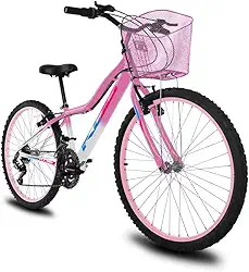 Bicicleta Infantil Feminina Aro 24 KOG Alumínio 18V C Cestinha,Branco Degrade Rosa