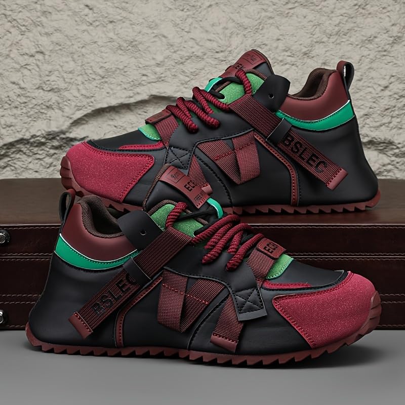 Men's Plus Size Fashion Sneakers - Versatile, Non-Slip Casual Shoes for All Seasons, Lace-Up with Faux Leather Upper2