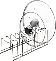 Vista 3 de Organizador de soporte para tapa de olla y sartén, tabla de cortar, bandeja para hornear, acero inoxidable
