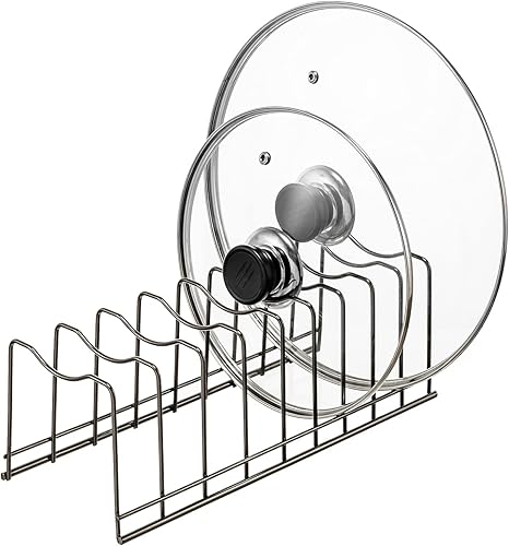 Miniatura 3 de Y.Z.Bros Soporte para tapa de olla, organizador de cocina de acero inoxidable, tablas de cortar de almacenamiento, utensilios para hornear, ollas y