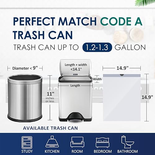 Miniatura 2 de 120 bolsas de basura con cordón de 1.2 galones, pequeñas bolsas de plástico fuertes para botes de basura de 4 a 5 litros para el hogar, oficina,