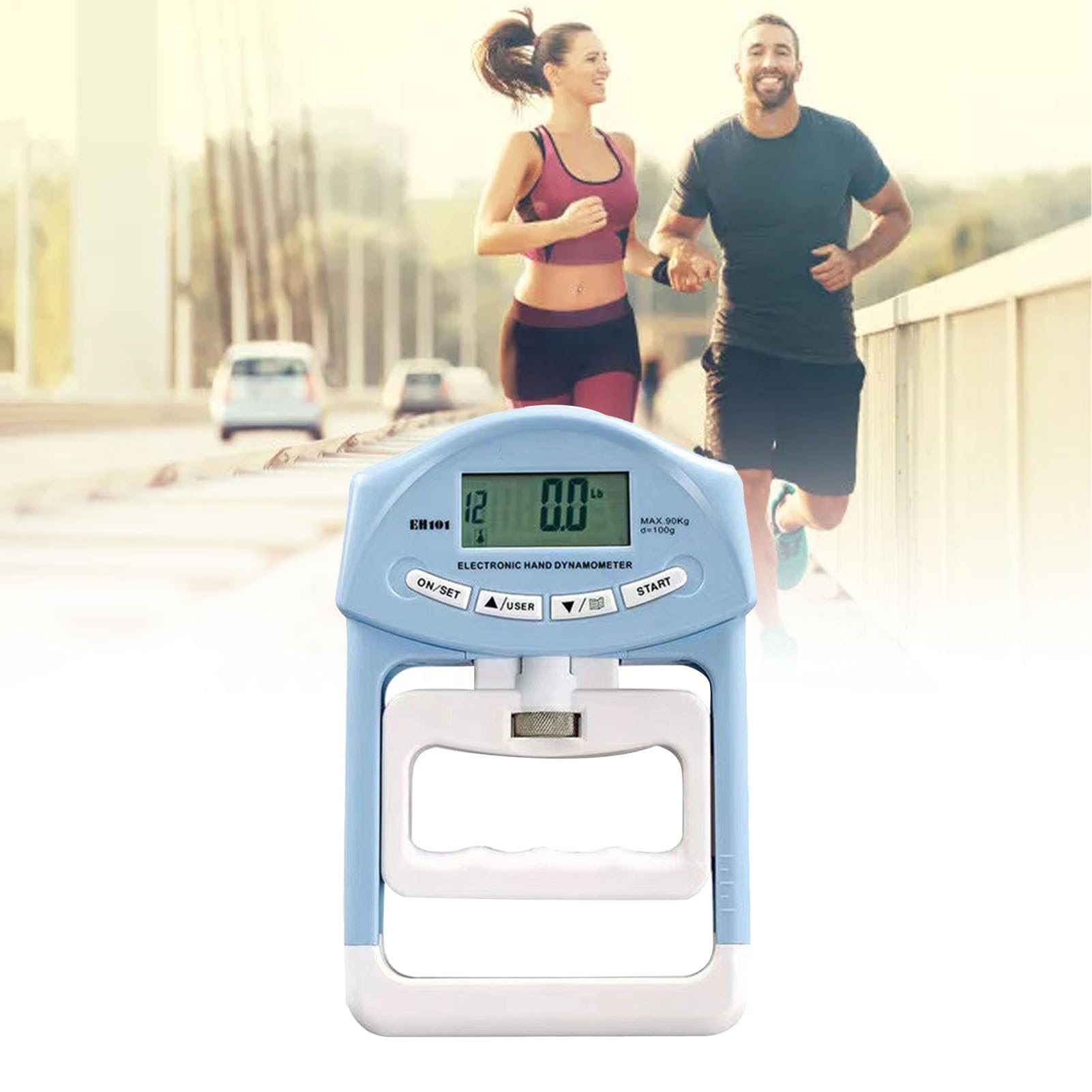 Dinamómetro de Mano Digital con Agarre Ajustable para Medición de Fuerza - Probador de Fuerza Electrónico con Pantalla LCD para Entrenamiento de Rehabilitación, Material ABS, 195x125x30 Mm