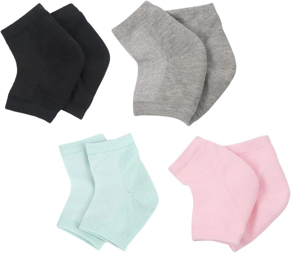 4 Pairs Open Toe Heel Moisturizing Socks Gel Lining for Dry Cracked Feet, Anti-Crack Ventilated Foot Care Treatment Sleeves for Men and Women