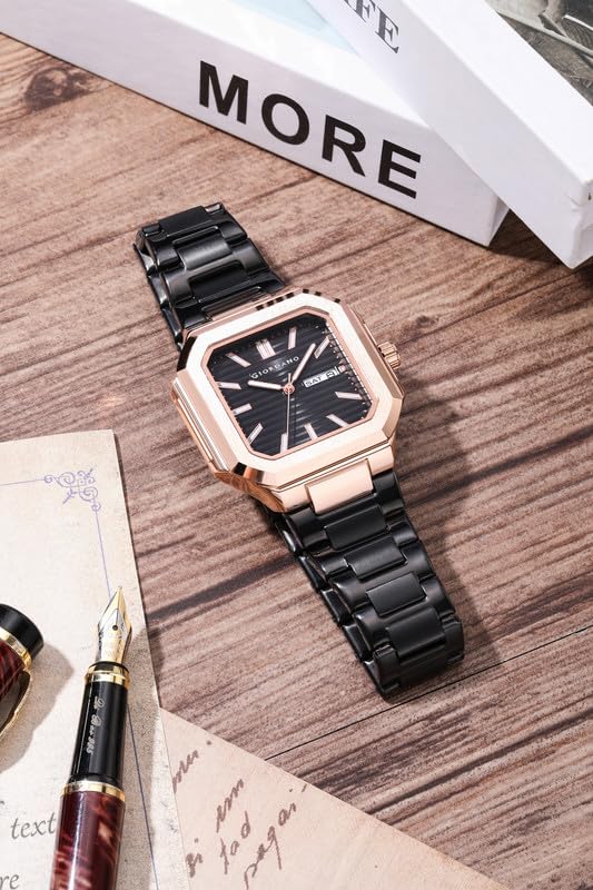 Image of Giordano Square Formal Watch for Men - Textured Dial,Day & Date Display and Stylish Stainless Steel Strap