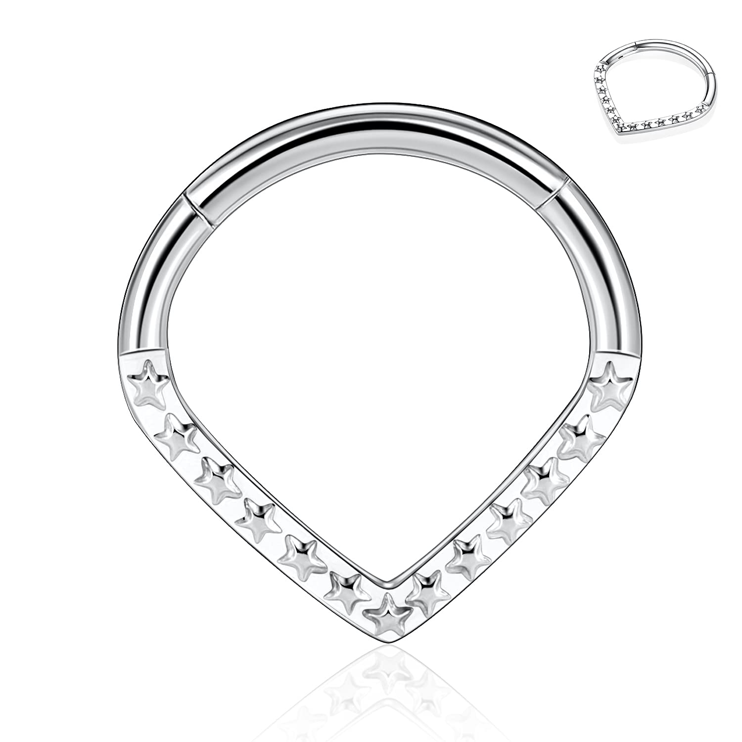 hengkaixuan Teardrop Daith Earrings Septum Jewellery Nose Hoop Ring Surgical Steel Daith Rook Tragus Piercing Jewellery Septum Clicker Ring Small Hoop Earring — view 19