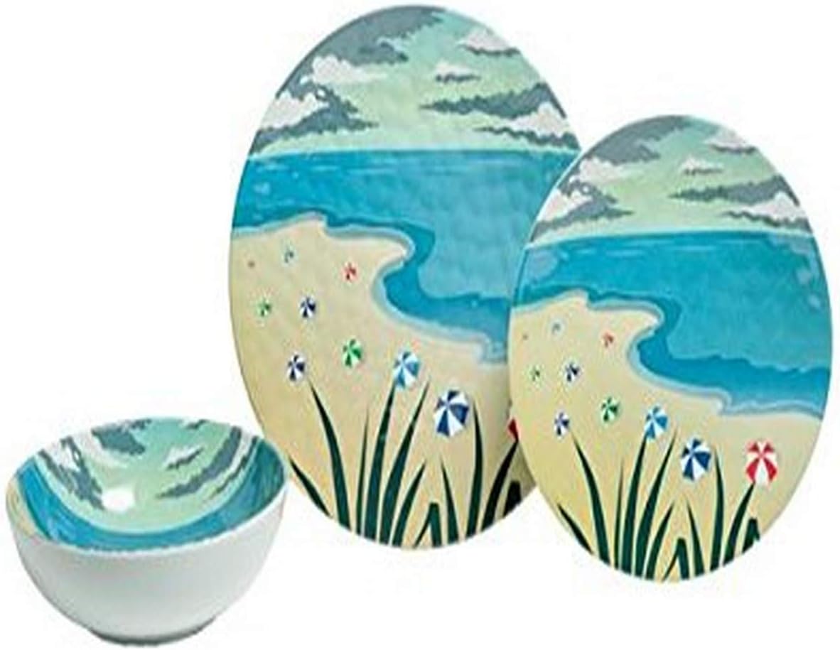Galleyware Seaside 12-Piece Melamine Dinnerware Set, Service for 4
