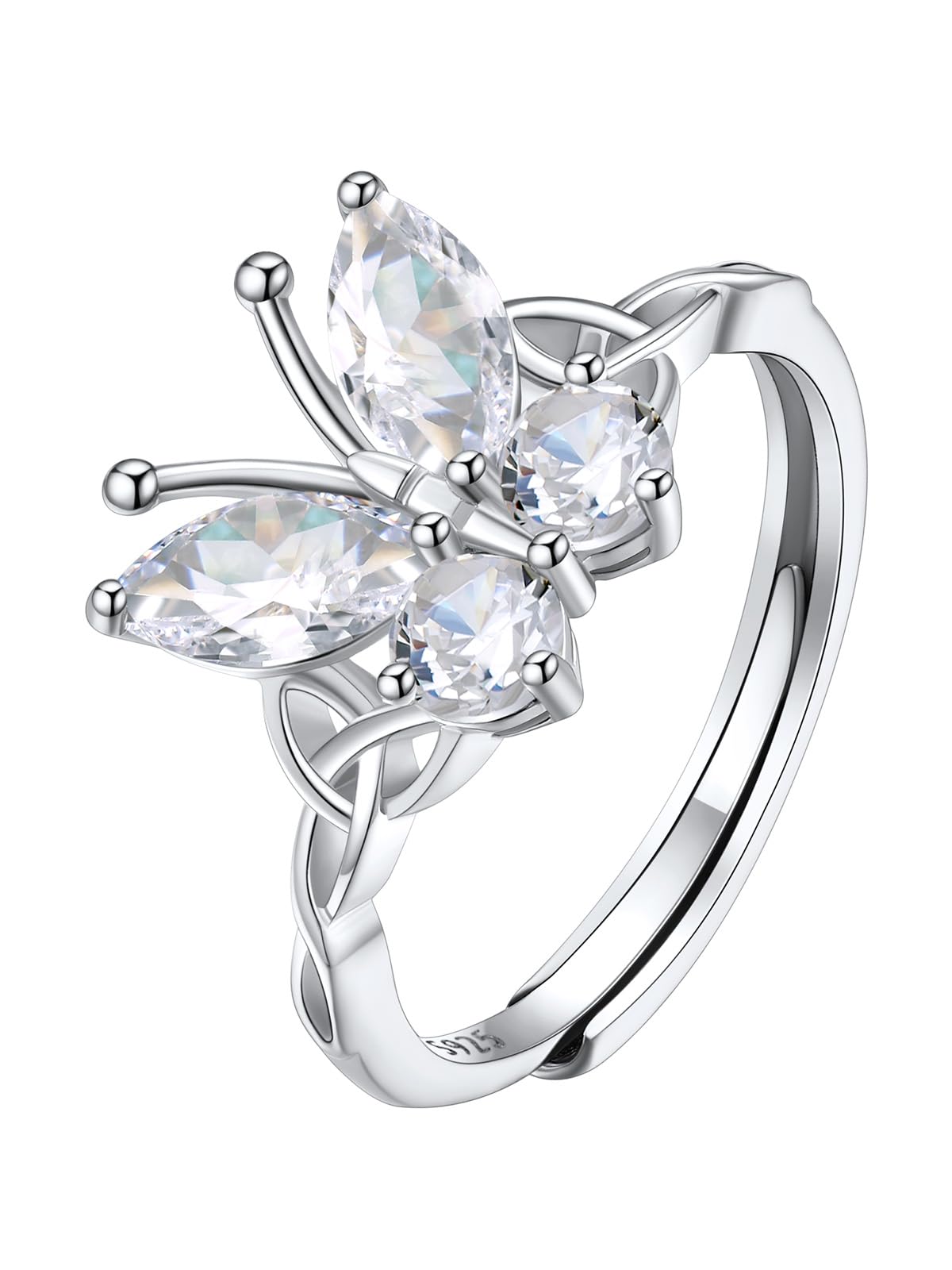 Custom4U Personalized 1-4 Birthstone Rings for Women Promise Rings for Her Sterling Silver Mothers Ring Customized Cubic Zirconia Stones Wedding/