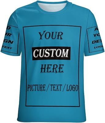 Custom T Shirts for Men Women Personalized T Shirts 4 Sides Design Your Own Tee Shirt with Photo Text Front Back Sleeve