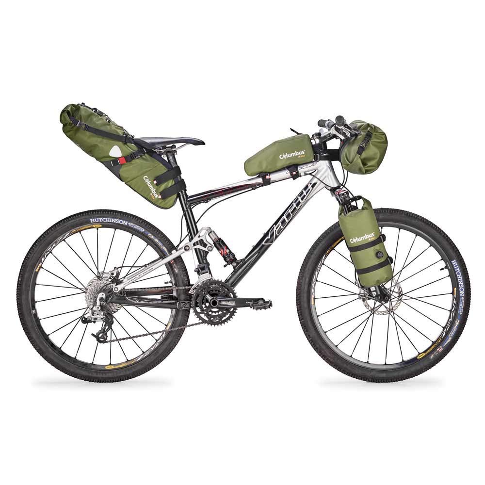 COLUMBUS - Handlebar Bag Green 9L. Borsa da Manubrio Bicicletta. Impermeabile, Leggera e Regolabile. Materiali Ecologici. Verde-Cachi.