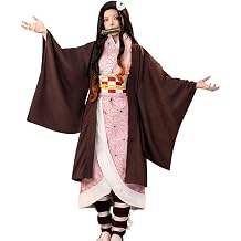 Women Cosplay Anime Movie Costumes Pink Kimono Black Coat Full Set for Halloween Party