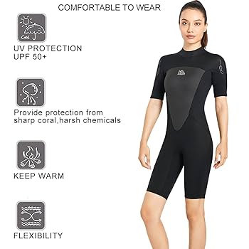 Sbart Women 2mm Neoprene Shorty Wetsuit Surfing Snorkeling Swimwear Swimsuit Scuba Diving One Pieces Suit For
