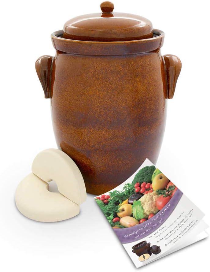 K&K Fermentation Pot 10.0 litres Sauerkraut Crock Including Weight Stone, Lid and Booklet