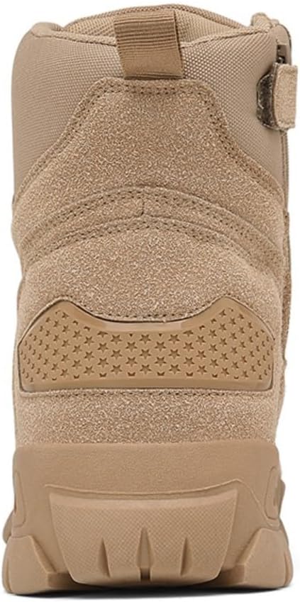 Bitiger Work Boots for Men Construction Gardening: Suede Tactical Boots for Men Zip for Backpacking Hunting - Ankle Combat Boots for Jungle Trekking