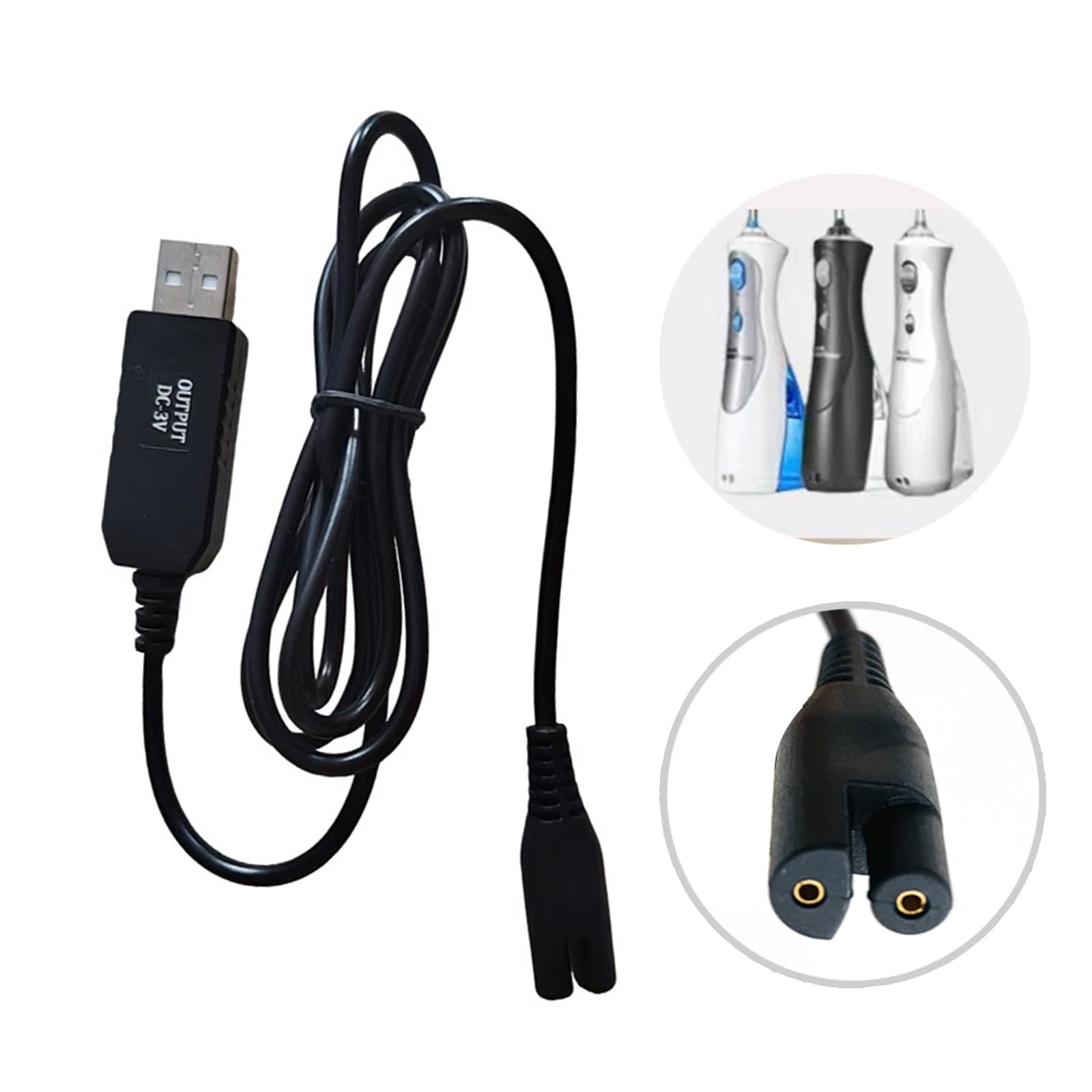 Cavo di alimentazione USB 3 V compatto per irrigatori orali Efficace con compatibilità universale Cavo di alimentazione Cavo portatile