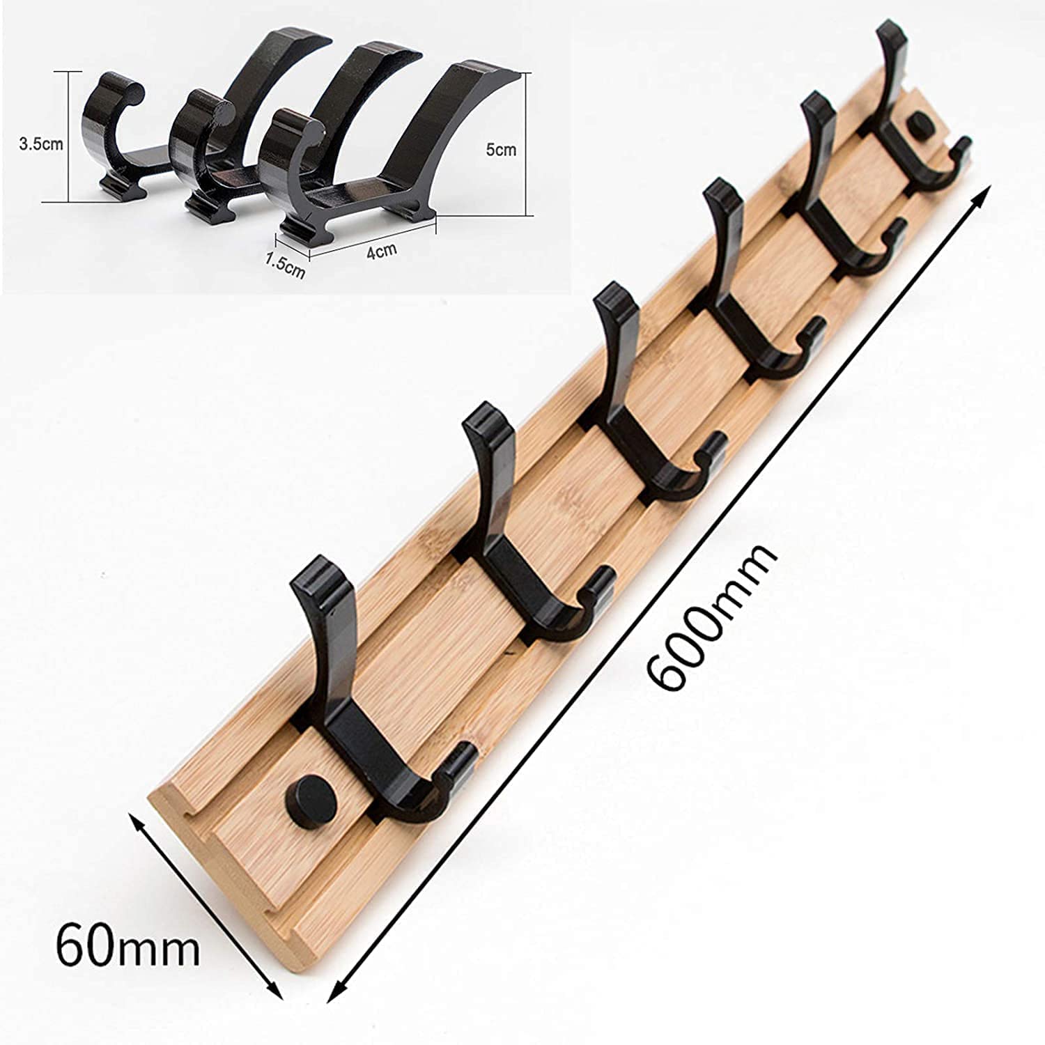 Wieszak ścienny Drewniany Wieszak Na Płaszcze Ze Zdejmowanymi Metalowymi Haczykami Wieszak Ścienny Do Przedpokoju Przedpokój Salon Sypialnia Kuchnia Haczyki na płaszcze (Color : Wood Color, Size : 3