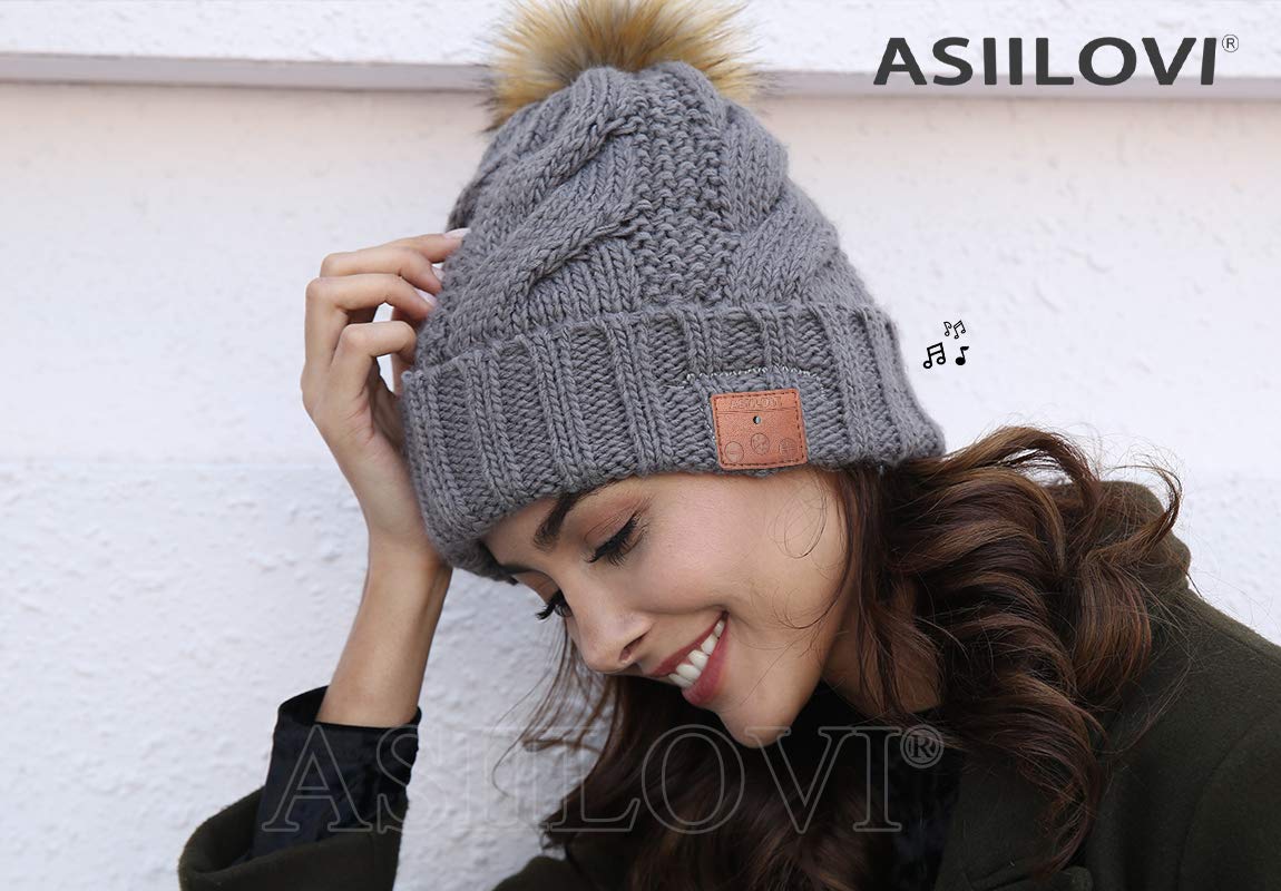 ASIILOVI Cappello Bluetooth Regali Natale, Berretto Bluetooth con Doppio Strato di Fodera in Lana, Adatto a Uomini, Donne e Adolescenti, 20 Ore di Riproduzione, Confezione Regalo per Natale