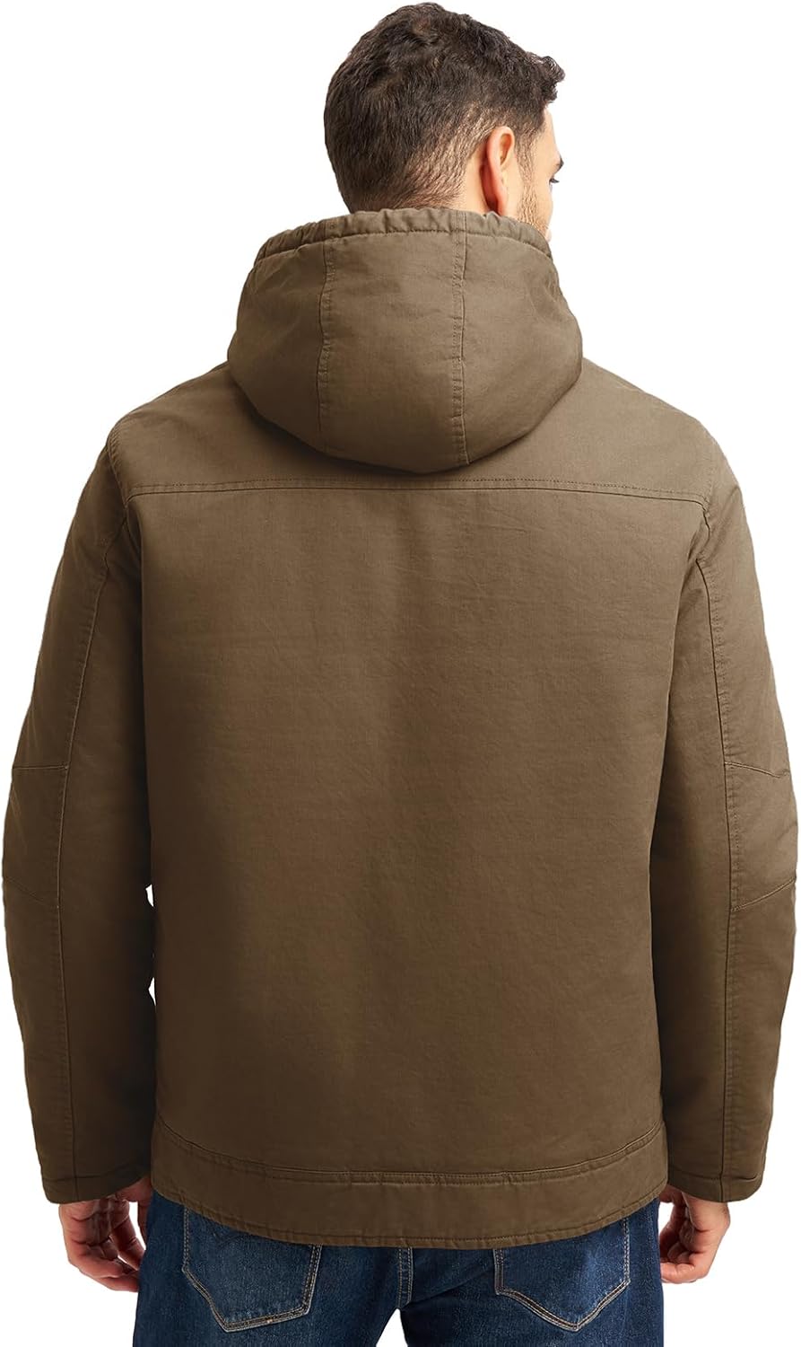 Rdruko Men's Winter Work Jackets Hooded Quilted Cotton Wram Coat Utility 4 Pockets Workwear - Image 2