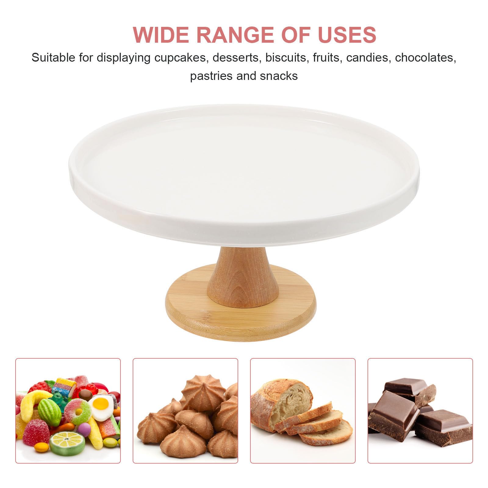 Artibetter Bandeja para Tartas Decorativa de Madera y Cerámica, Elegante