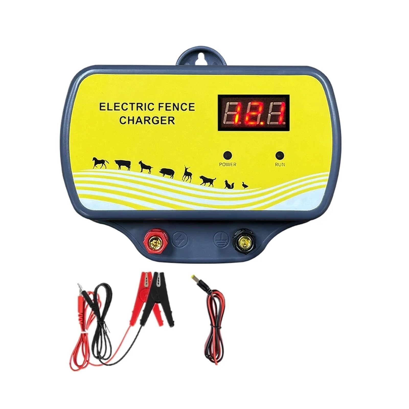 Pastor Electrico, Controlador energizador de 12 V for cercas eléctricas de Animales con Pantalla LED for Ganado Vacuno (ovejas, Caballos, Vacas).