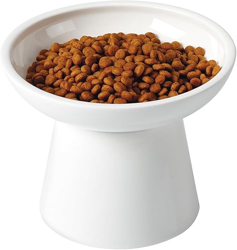 Miniatura 11 de LoeJan Juego de cuencos elevados de comida y agua para gatos, comedero de cerámica extra ancho y elevado, cuenco de alimentación a presión