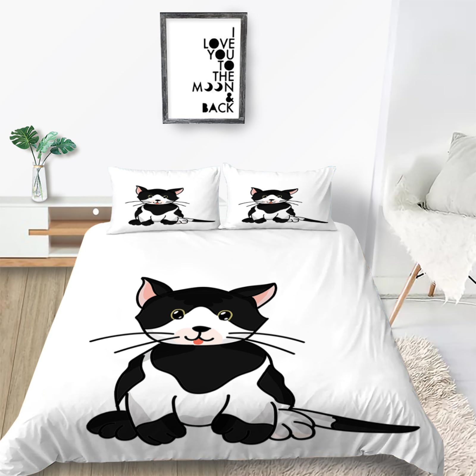 Set Copripiumino una Piazza e Mezza 200x200 cm (2 Federa 50x80) Set di Biancheria da letto in Microfibra Morbido Ipoallergenico con chiusura a cerniera Duvet Cover Gufo