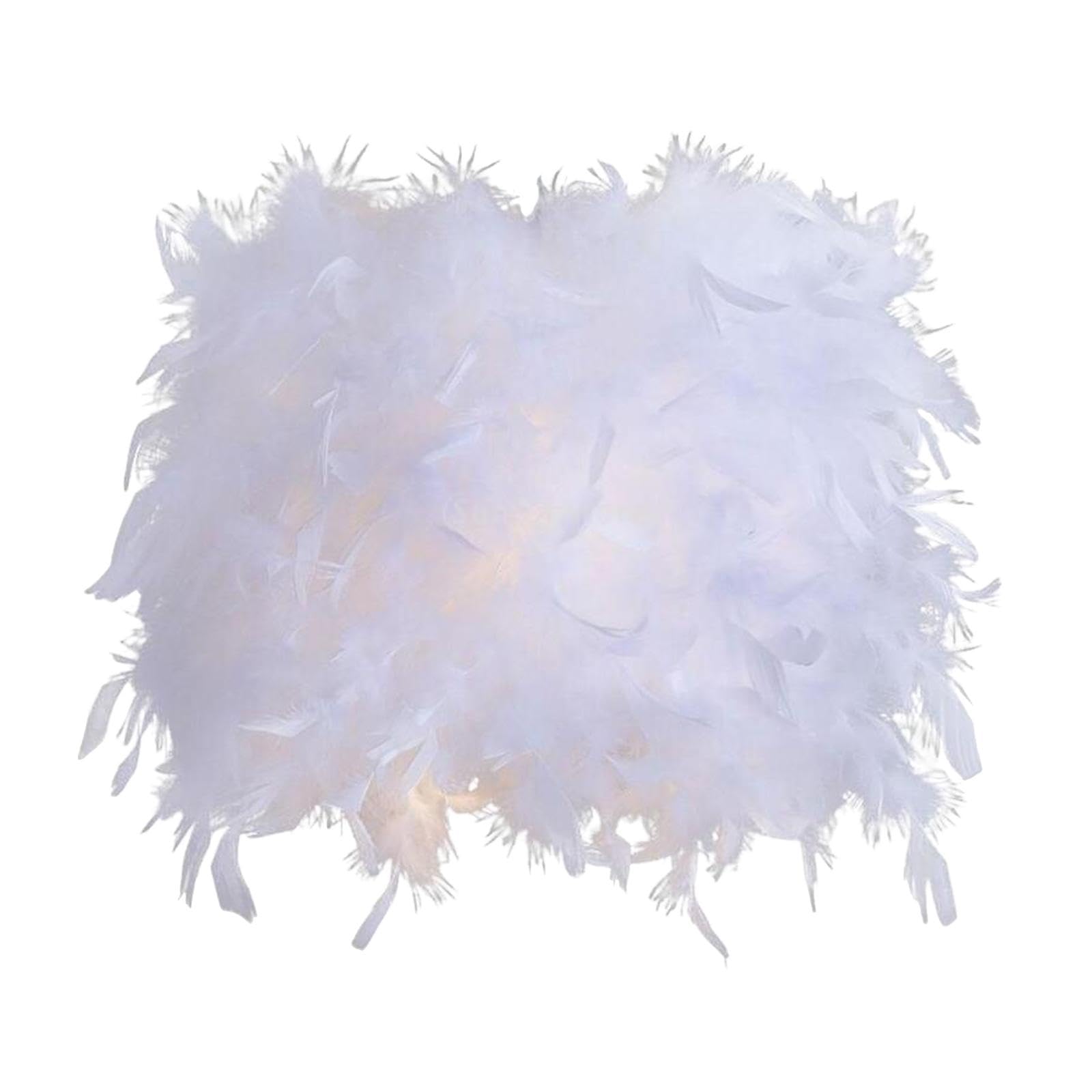 ＫＬＫＣＭＳ Feather Lamp Shade for Table Lamp and Floor Lamp Decorative Pendant Light Cover Hanging Lampshade for Wedding Home Decoration, Length 25cm