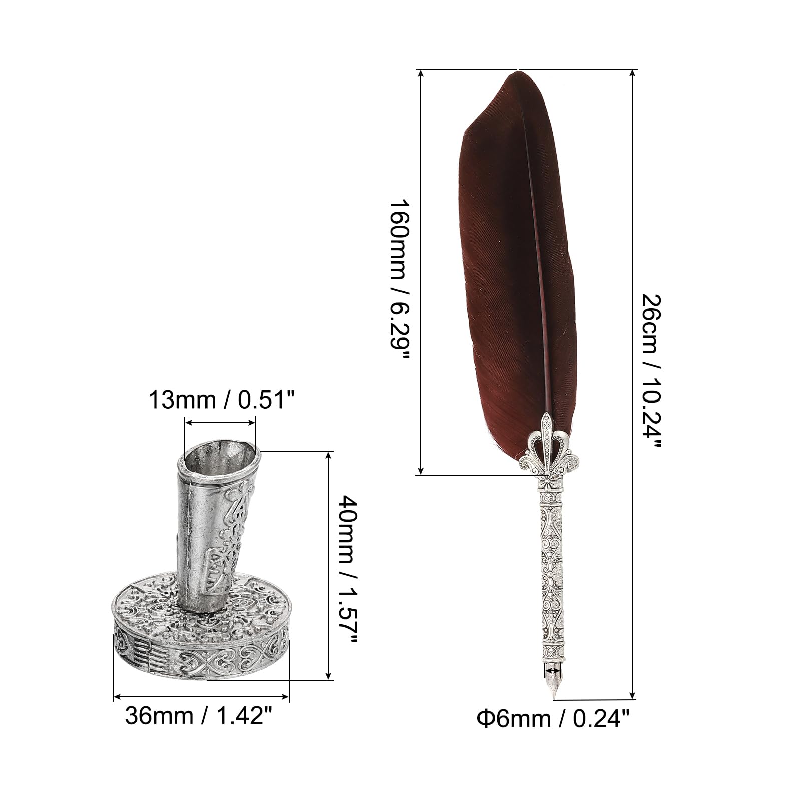 PATIKIL 26cm/11 Carved Feather Pen Set - Image 2