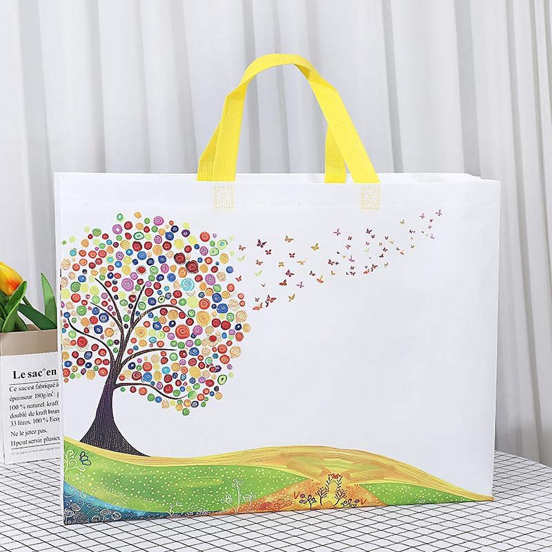 4 Pack 12.5" Gift Bags Medium Size - Includes Tissue Paper & Cards, Reusable Non-Woven Gift Bags with handles for Birthday, Party, Baby Shower, Wedding, Bridal Shower, Anniversary 12.5in×11in×3.9in - Image 3