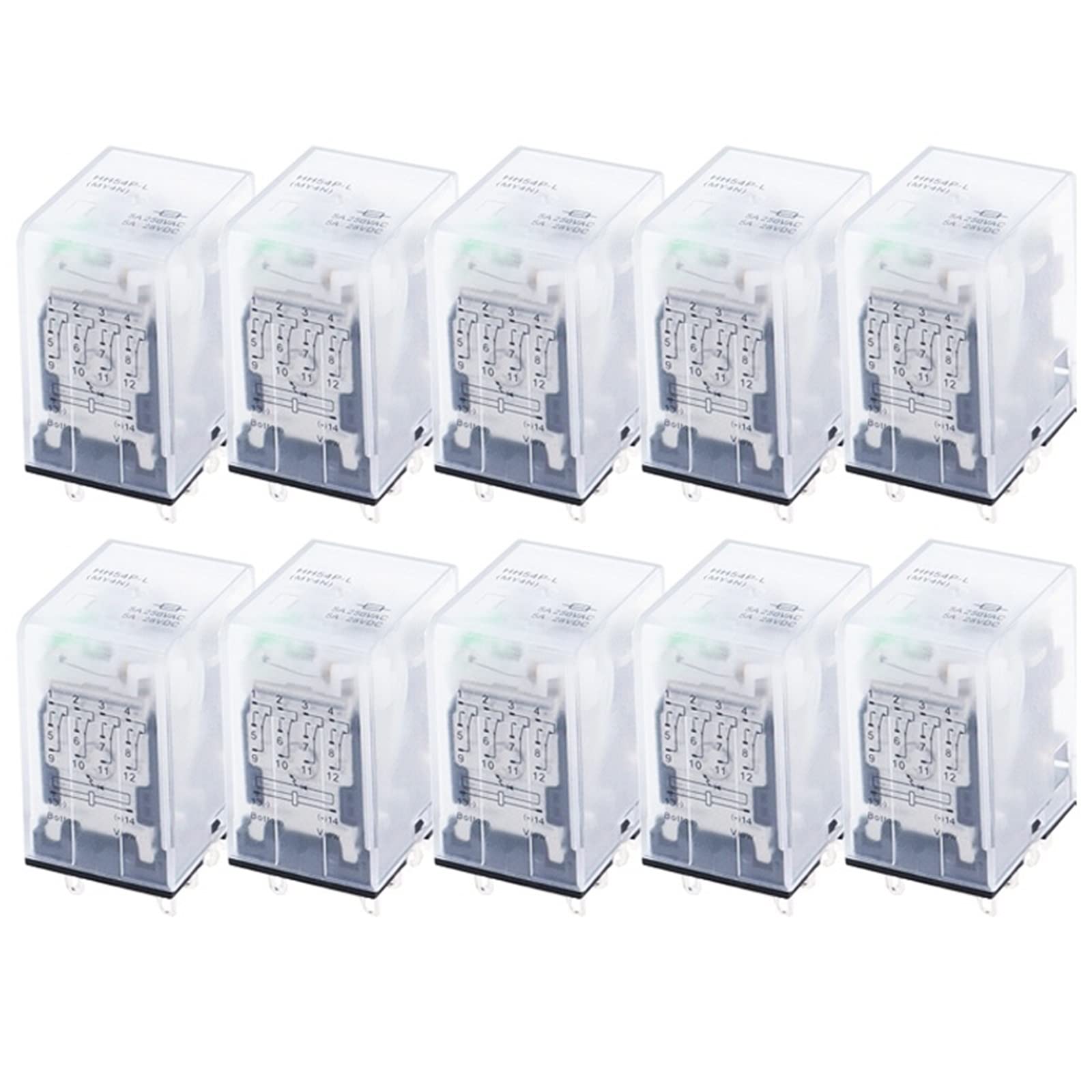 WBNFFUCYU 10PCS MY4NJ HH54P MY4N-J 14 Pin AC/DC 12V 24V 36V 48V 110V 220V 380V Mini Relay Intermediate Electromagnetic
