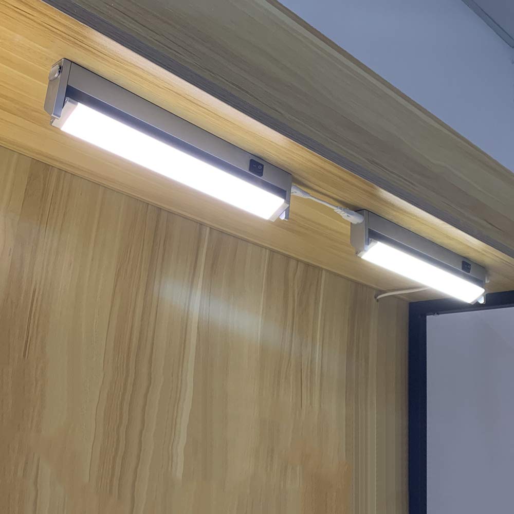 Réglette LED Orientable avec Interrupteur, Luminaire Sous Meuble Lumière Réglables pour Cuisine/Armoire/Placard/Escalier/Couloir 3000K 4000K 6000K (Court)