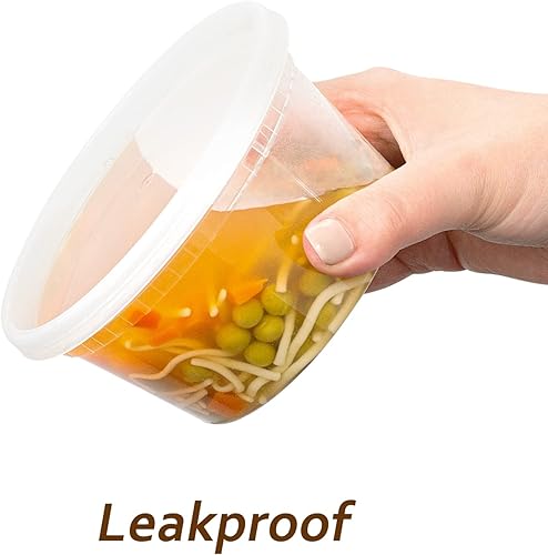 Miniatura 2 de DuraHome Recipientes de delicatessen con tapas, 12 onzas, a prueba de fugas, paquete de 40 unidades, plástico transparente sin BPA, para microondas