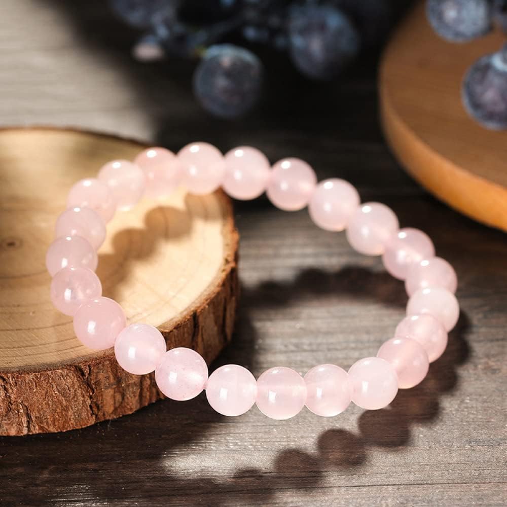 Bracciale con Perline di Quarzo Rosa Braccialetti Donna Uomo Bracciale in Pietra Naturale Guarigione Reiki Pietra preziosa fortunata Ricco