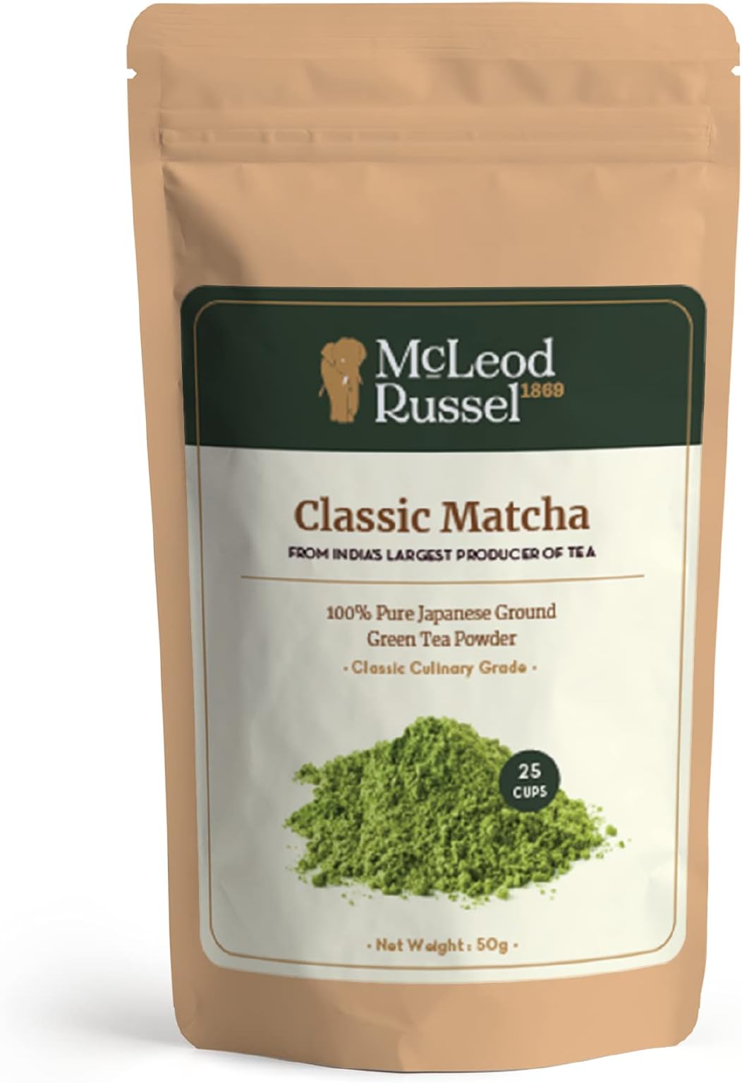 McLeod Russel 1869 - Classic Matcha | 50g | 100% Pure Japanese Matcha | Green Tea | Rich in Antioxidants | Everyday Wellness | 25 cups