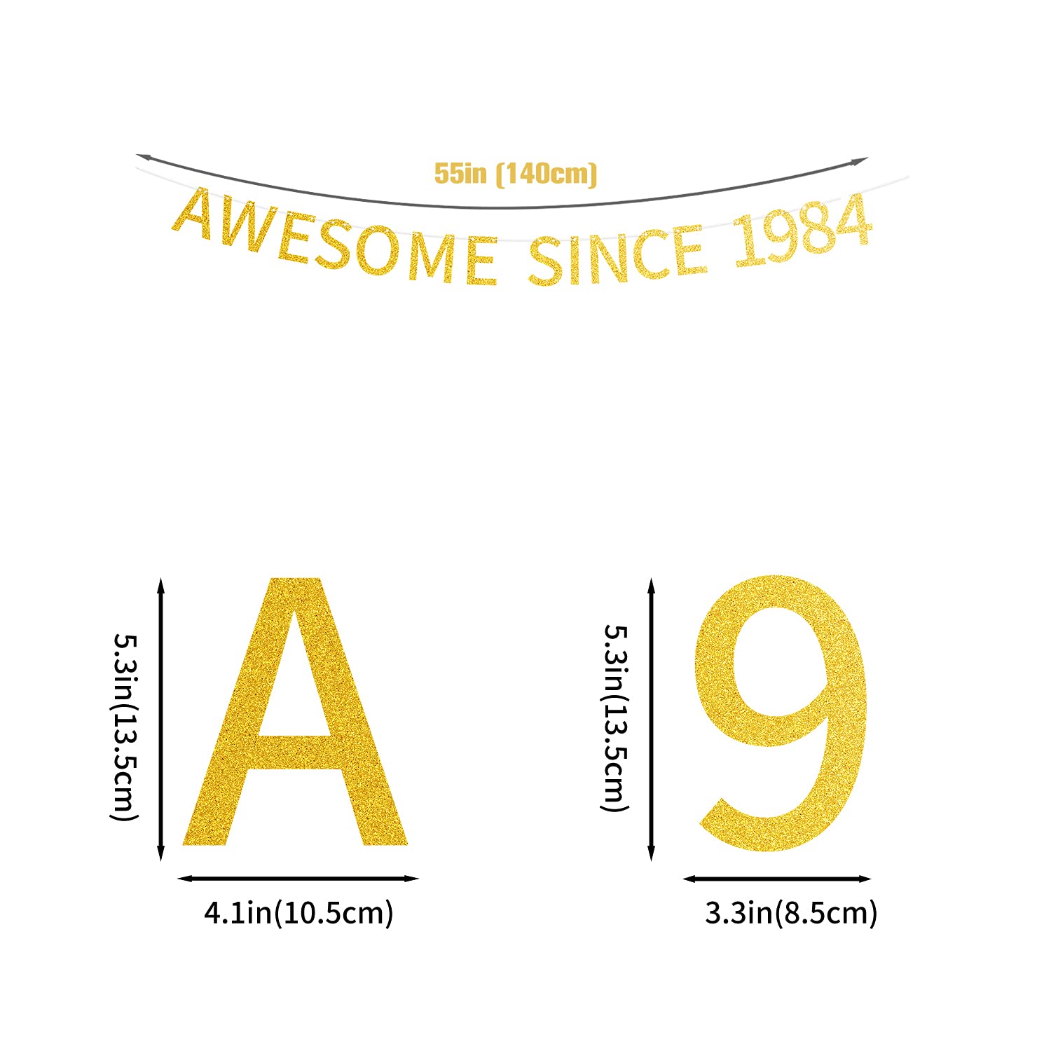 Awesome Since 1984 Banner Pre-strung Happy 41st Birthday Banner Gold Glittery 41 Forty One Years Old Birthday Party Decorations for Men Women