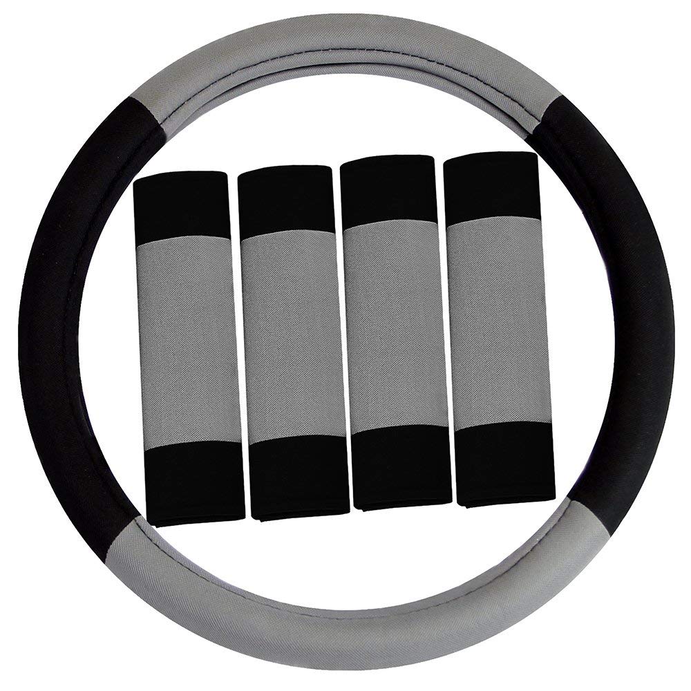 Photo 1 of Universal Fit Seat Belt Pads Combo Set Gray Steering Wheel Cover fits most Cars, SUVs, and Trucks