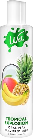 Wet Tropical Explosion Premium Flavored Edible Lube for Men, Women and Couples | Long-Lasting, Condom Safe, Sugar Free, 3 fl oz