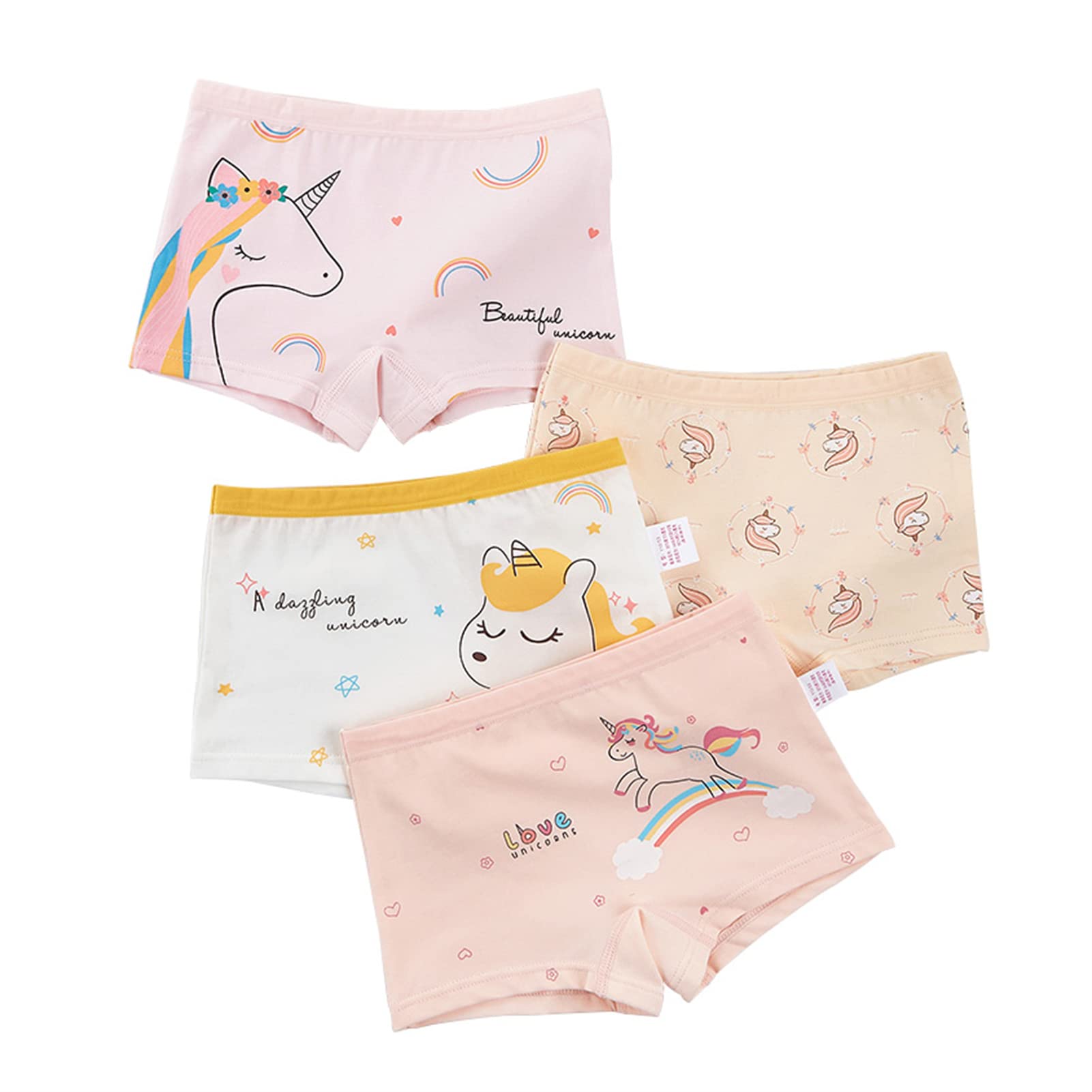 ARCAYD4 Pack Multipack Girls Knickers,Toddler Girl Soft Breathable Underwear Cotton Boxer Pants, Kids Briefs 1-14 Years (C,3-4 Years)
