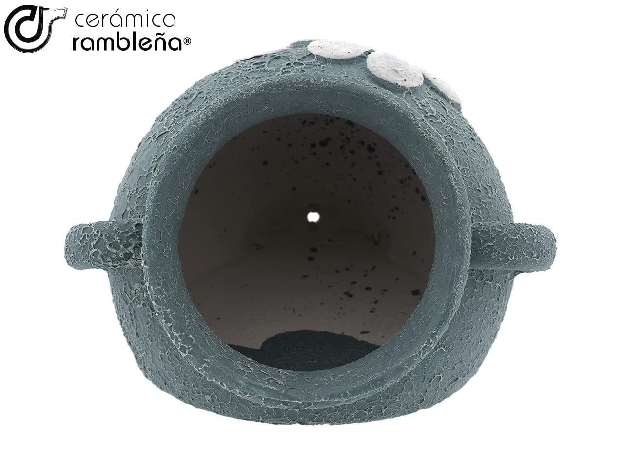 CERAMICA RAMBLEÑA | Vaso sospeso orza | Vaso di terracotta da appendere | Vaso da parete | Rosso e Bianco | 100% decorato a mano | 24 x 24 x 16 cm