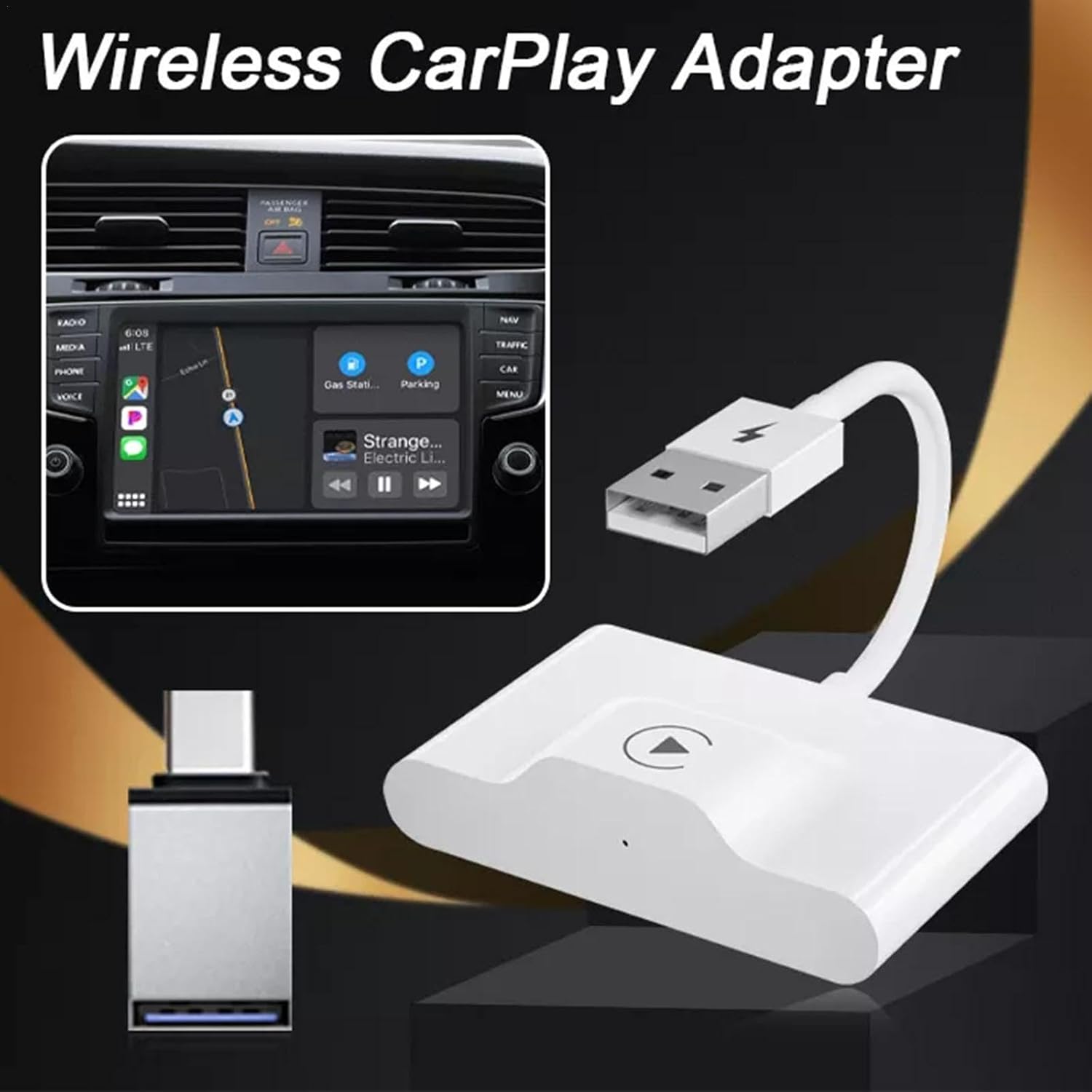 Wireless Adapter for LPhone Wireless Auto Car Adapter Wireless Dongle Plug Play 5GHz WiFi Online Update - (A, Color Name: A)