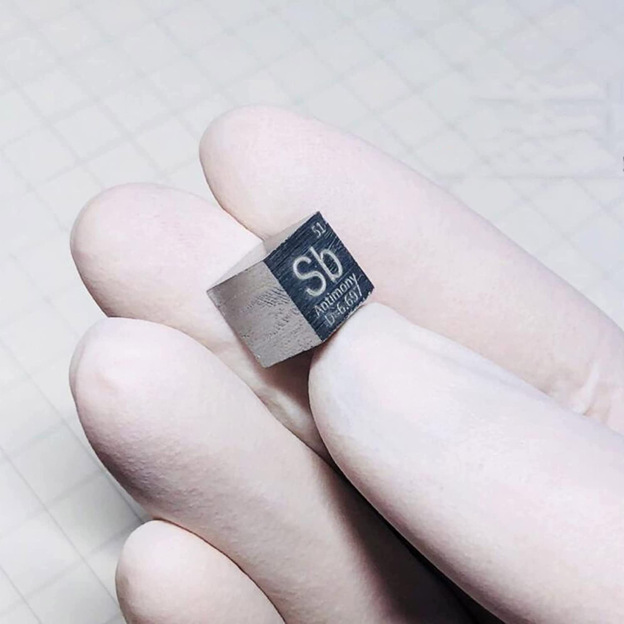 Cube Antimoine 10mm Métal Pur 99,9% - Élément Périodique Sculpté Haute Pureté Pour Collection Et Éducation