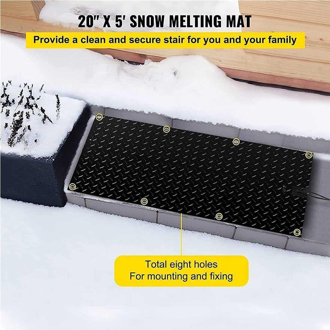 1 tapis chauffant de fonte de neige pour entrées – Différentes tailles 30,5 cm/39,9 cm/50,8 cm/59,9 cm – Produits antidérapants pour enlever la neige et la fonte de glace – Tapis de fonte de neige