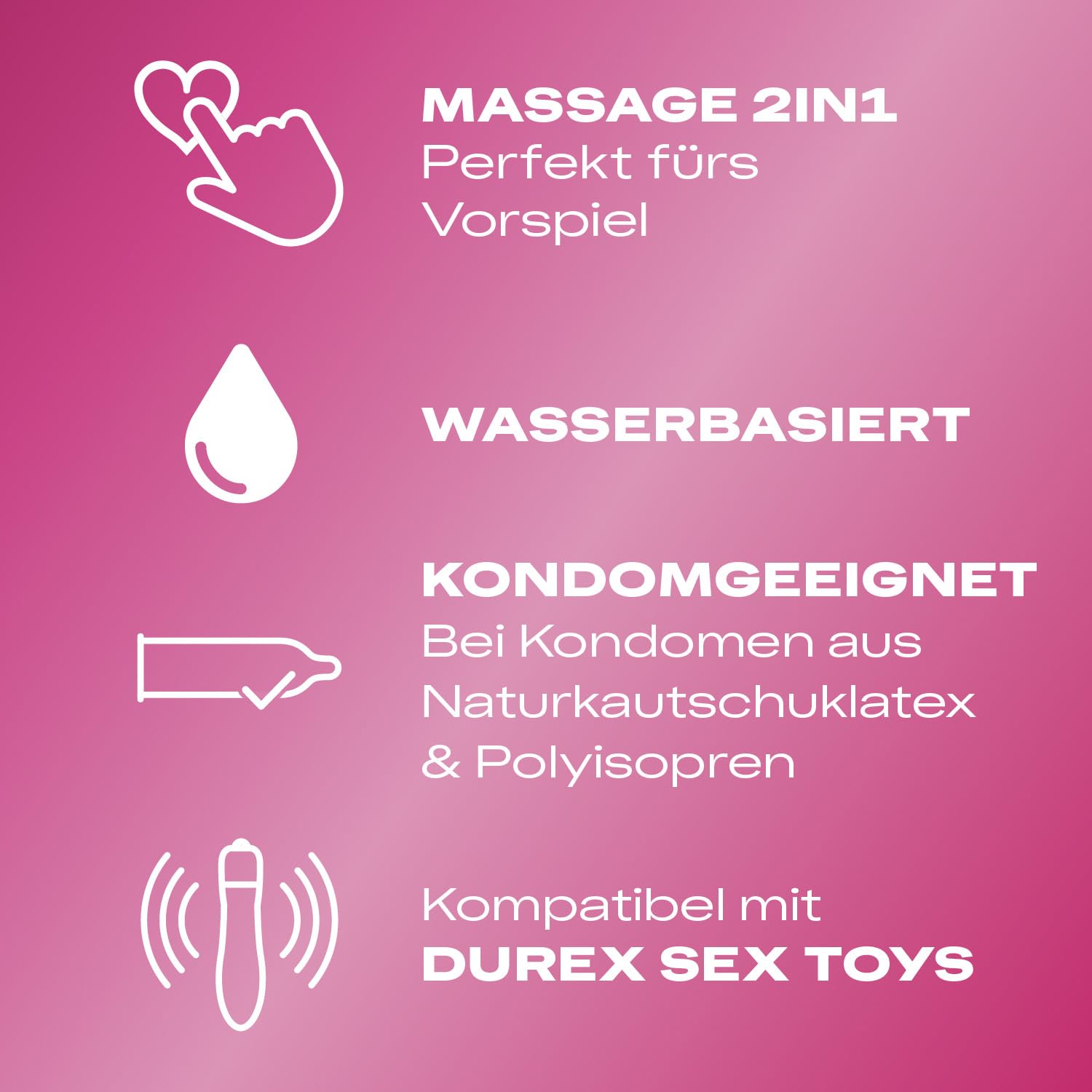 Durex 2 in 1 Massage- und Gleitgel Guarana – Mit Massage-Applikator, Kondom-geeignet, klebt nicht & hinterlässt keine Flecken, Geschmeidige Textur auf Wasserbasis – 200 ml (6er Pack)