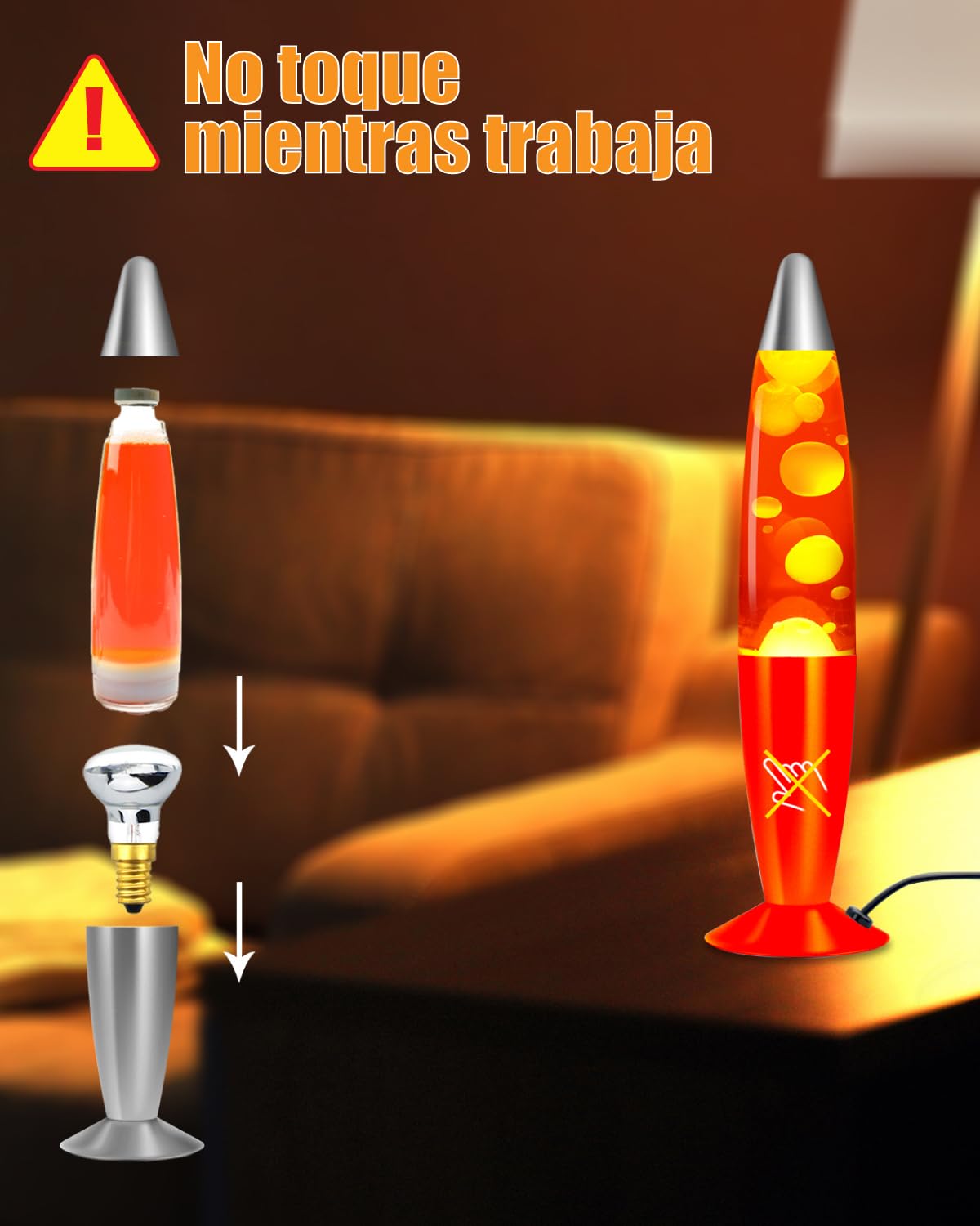 DoRight Lámpara de Lava Clásica Cera Amarilla/Aluminio Líquido Rojo Lámpara de Lava de Movimiento para una Relajación Pacífica, 13.38 Pulgadas, con 2 Paquete R39 25W E14 Bombilla de Lámpara de Lava