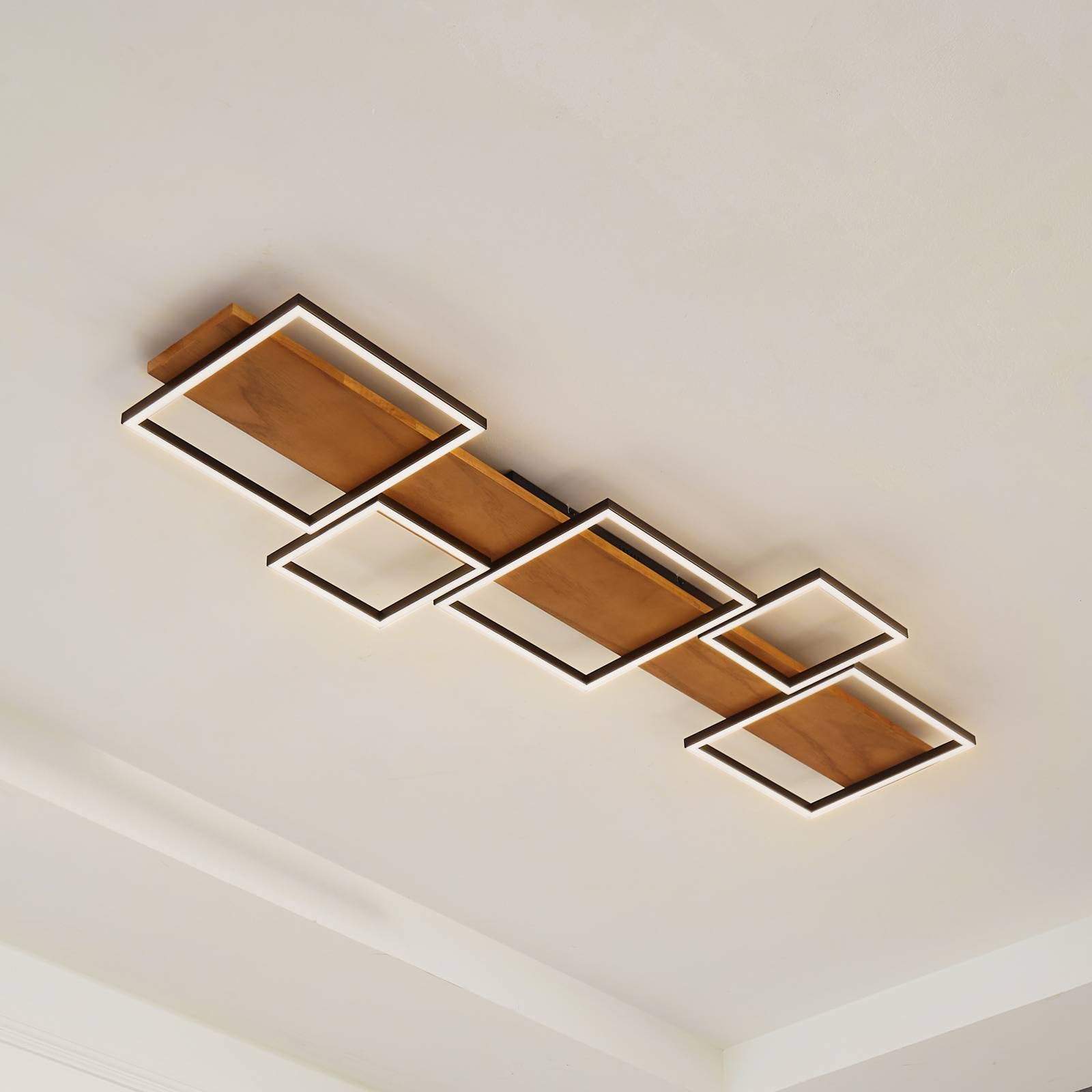 Lindby Plafoniera LED dimmerabile (Moderno) colore Ocra, in Legno ad es. Soggiorno & Sala da pranzo lampadina inclusa lampada plafoniera