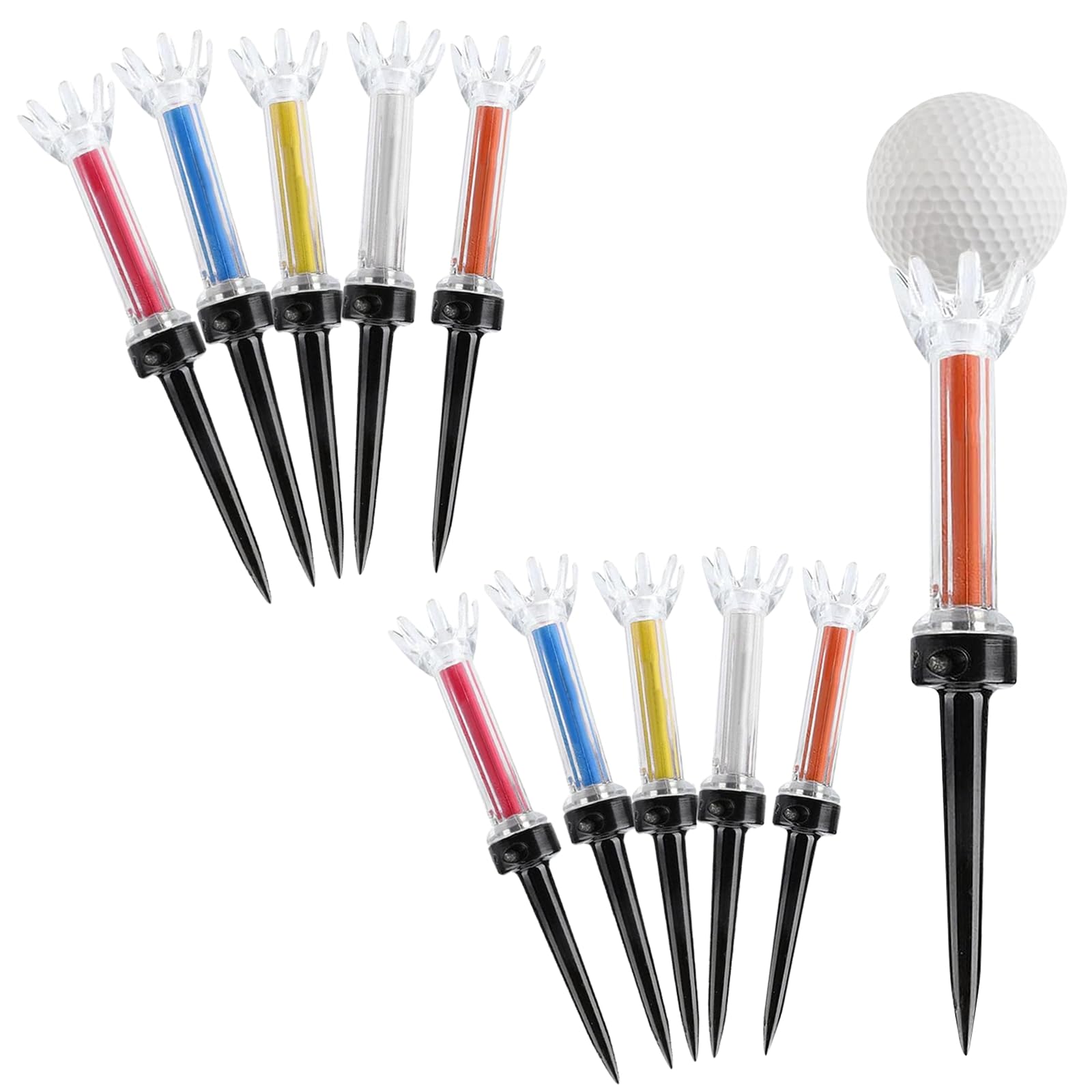 Magnetic Plastic Golf Tees, Professional Long Golf Tees 3 1/2, Premium 8 Prongs Design Enhanced Durability & Stability, Precision Height Markers for